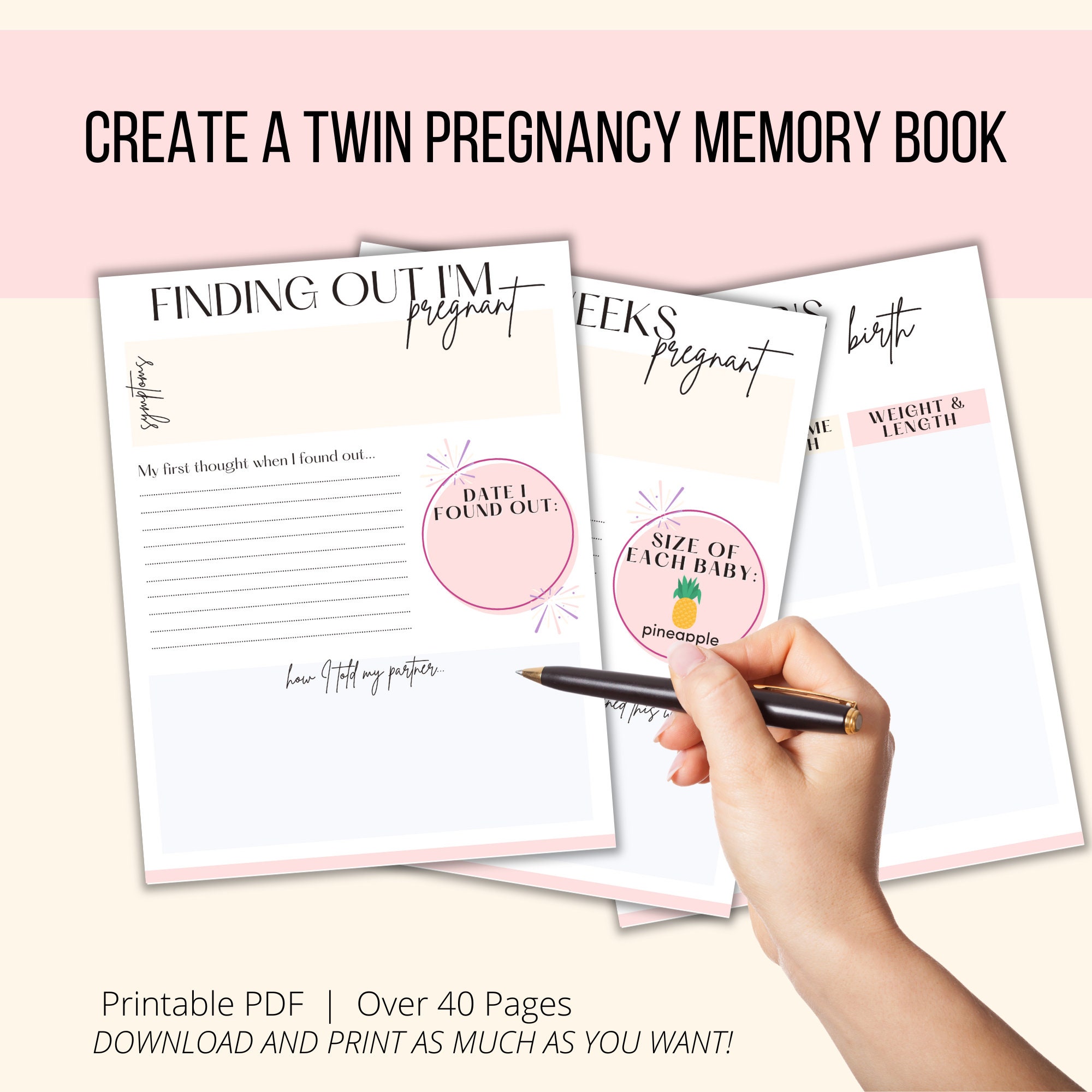Twin Pregnancy Journal, Twin Mom Pregnancy Planner PDF, Mom of Twins ...