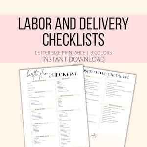 Labor And Delivery Checklist Printable, Hospital Bag Checklist Birth Plan PDF, Pregnancy Hospital Planner Checklist Digital Download image 1