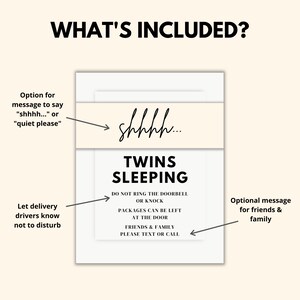 Twins Sleeping Sign Printable, Front Door &amp; Porch Babies Sleeping Sign ...
