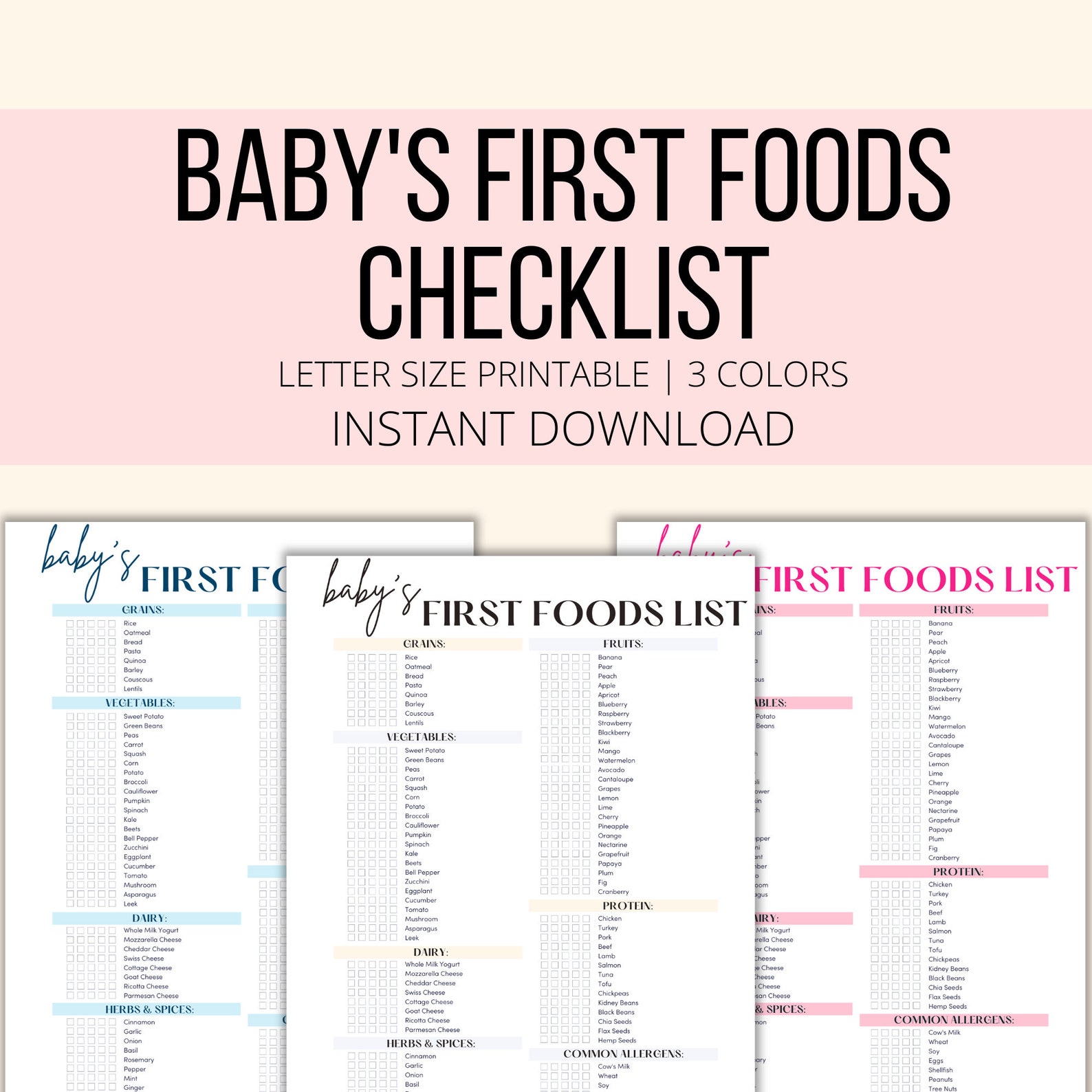 Baby's First Foods Checklist Printable Baby Food List - Etsy UK