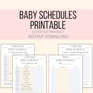 Afdrukbaar babyschema, sjabloon babyschema invulbare pdf, voorbeeld dagelijkse babyverzorgingsschema's pasgeboren tot 1 jaar tracker plannerlogboek