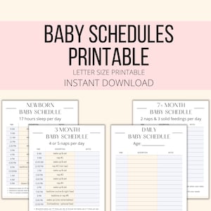 Baby Schedule Printable, Baby Schedule Template Fillable Blank Schedule, Example First Year Daily Schedules for Newborn 3 6 & 7 Month PDF image 1