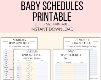 Baby Schedule Printable, Baby Schedule Template (Fillable Blank Schedule), Example First Year Daily Schedules for Newborn 3 6 & 7 Month PDF