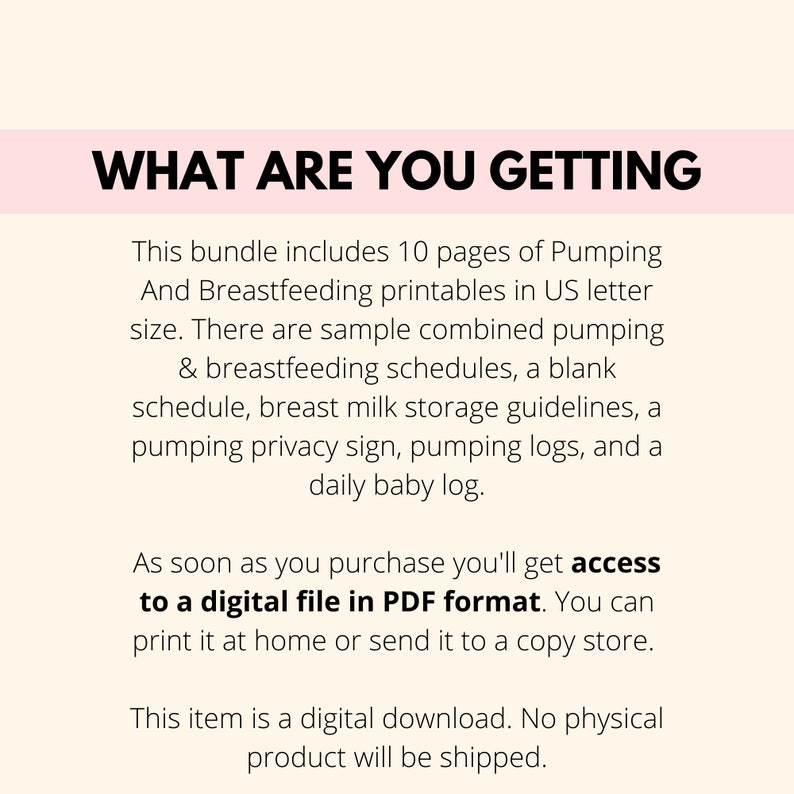 Pumping And Breastfeeding Printable Bundle, Working Pumping Mom Planner PDF, Combined Pumping Breastfeeding Schedule & Log, Pumping Tracker image 5