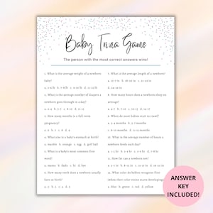 Baby Trivia Shower Game Printable, Fun Baby Shower Trivia Game PDF, Baby Shower Multiple Choice Game Activity Planner Download