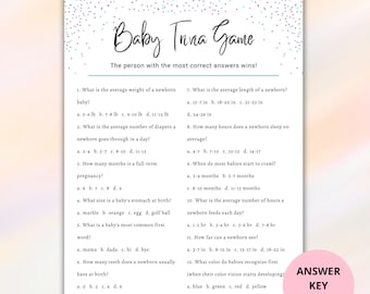 Baby Trivia Shower Game Printable, Fun Baby Shower Trivia Game PDF, Baby Shower Multiple Choice Game Activity Planner Download