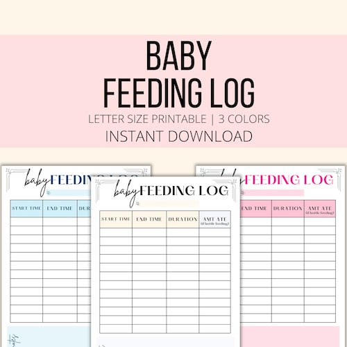 Newborn Care Log Printable Infant Baby Feeding PDF Tracker Etsy