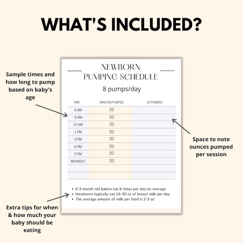 Pumping Schedule Printable, Sample Exclusive Pumping Mom Schedules PDF, Example Pumping Logs Blank Schedule, Pumping Diary Tracker image 2