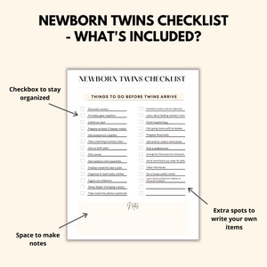 Twin Pregnancy Checklists Bundle Printables, Twin Baby To Do Lists PDF Download, Expecting Twin Mom Pregnancy Planner Tracker image 5