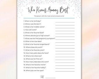 Who Knows Mommy Best Baby Shower Game Printable, How Well Do You Know Mommy To Be Baby Shower Activity Planner Download, Mom To Be Quiz