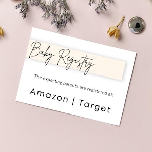 Baby Registry Inserts Printable, Baby Registry Card PDF, Baby Shower Invitation Insert Planner Printable Download, Baby Gift Registry Card image 1