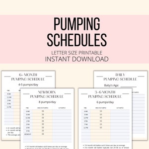 Pumping Schedules Printable, Daily Exclusive Pumping Mom Sample Schedules + Blank PDF, Pumping Baby Care Tracker Planner, Infant Pumping Log