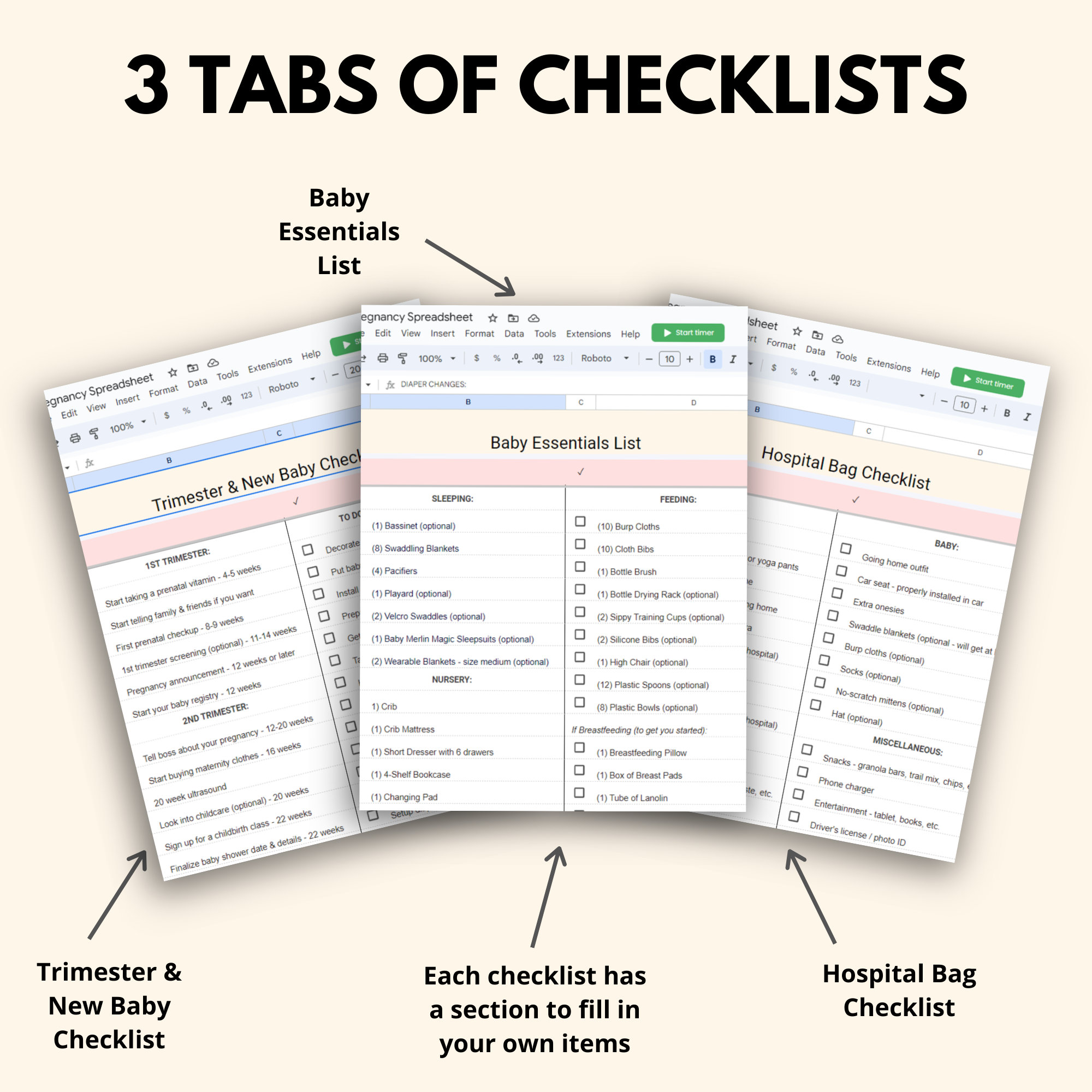 Pregnancy Spreadsheet, Pregnancy Planner Google Sheets Template ...