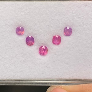 set milky pink sapphire 1.23ct, 5pcs, opalescent milky pink sapphire, silky pink sapphire