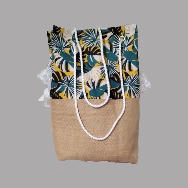 sac tissu et jute,sac de plage,sac ville ,sac écologique,sac four tout,sac différents occasions,sac tendance ,polyvalent,sac femme,fait main