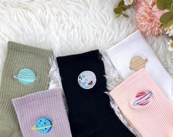 Planet socks,sports socks,Neptune,Saturn,Uranus, galaxy socks, gifts for him, astronomy enthusiasts,Universe Socks，Crew Socks，Novelty Socks