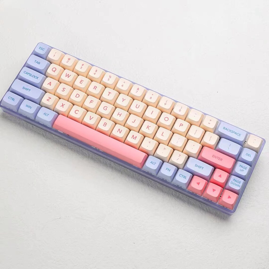 Budget Peachy Lavender Pastel Keycap Set Mechanical Keyboard Etsy