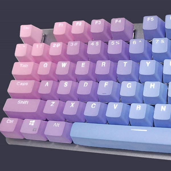 108PCS, Blue Enchantress Theme Keycap Set, Pink Blue Keycaps, Top Side Print Keycaps, PBT Keycaps, Translucent Keycaps, Girls Keycaps Gifts