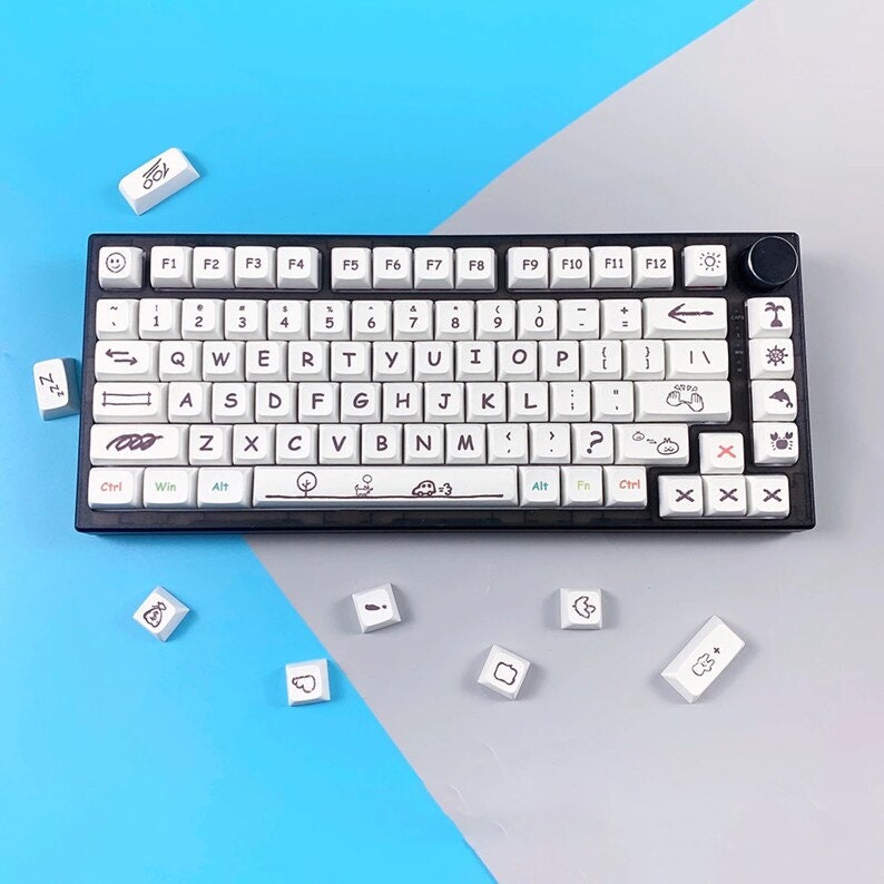 Cute & Cool 126pcs Graffiti Funny Keycaps Set for Mechanical Keyboard, PBT Keycaps Set, XDA Keycaps Set, Custom Keycaps Set, Key Caps Set image 6