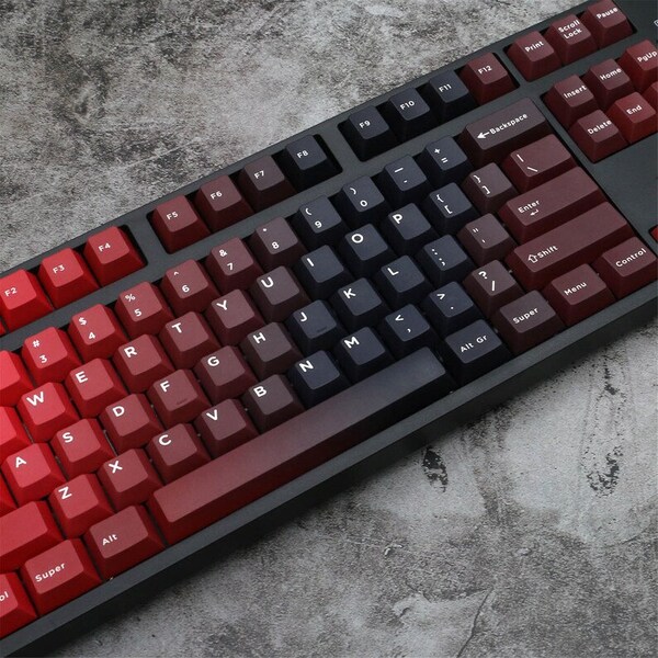 118pcs, Red Zen Theme Keycap Set, Red Black Gradient Keycap Set, Cherry Keycap,PBT Keycap, Mechanical Keyboard Keycap, Keycap Gift