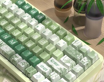 158 key ink Chinese style keycaps,bamboo forest keycaps,ancient style keycaps,original factory height,PBT Keycap,Mechanical Keyboard Keycap