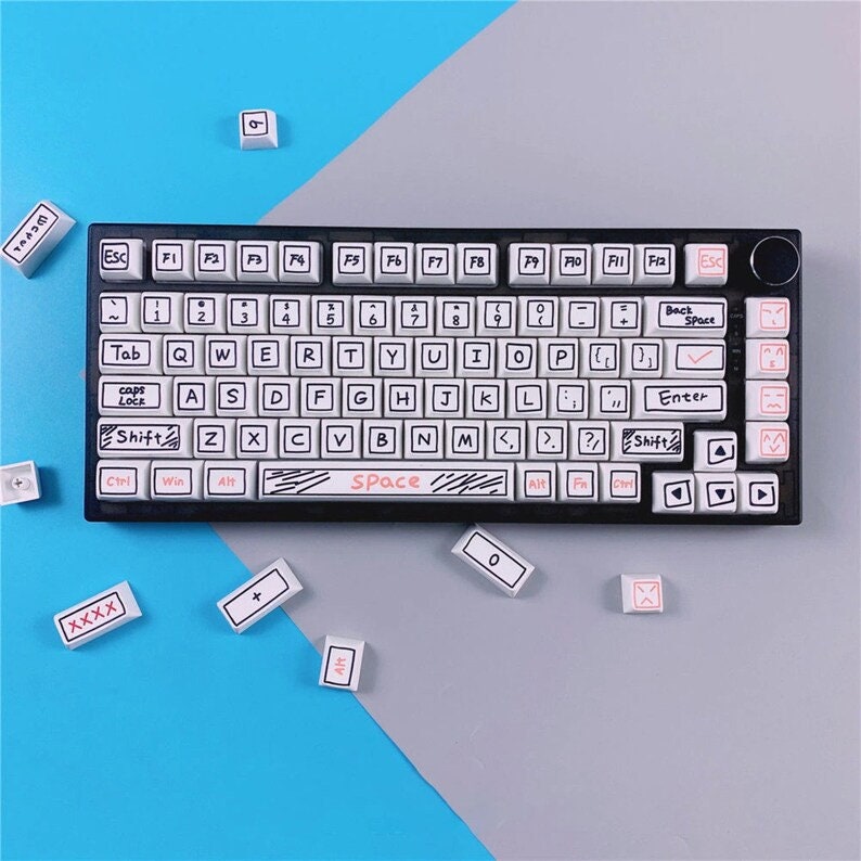 Cute & Cool 126pcs Graffiti Funny Keycaps Set for Mechanical Keyboard, PBT Keycaps Set, XDA Keycaps Set, Custom Keycaps Set, Key Caps Set image 3