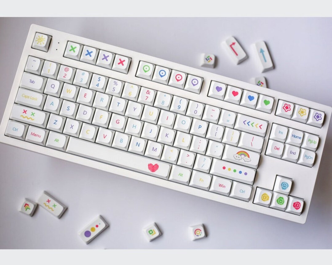 140pcs Cute Hand Painting Theme Keycap Set White Keycaps XDA Etsy