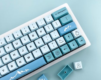 Frosty Winter Keycap Set for Mechanical Keyboard, XDA Profile, Mac Friendly, PBT, Cherry MX Stem, Dye-Sub Legends