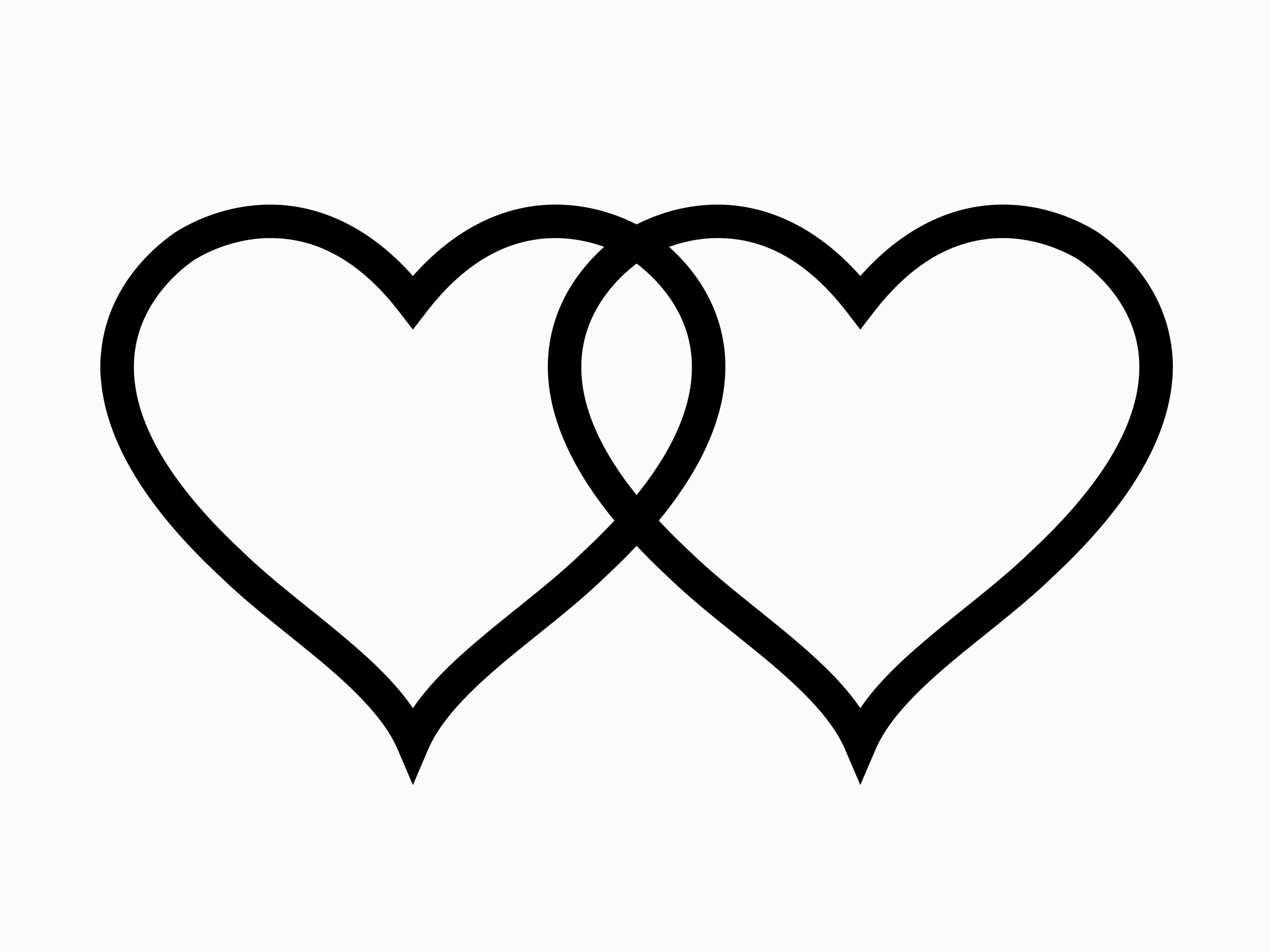Double Heart SVG Two Hearts Linked Interlocking Outline Open Frame ...