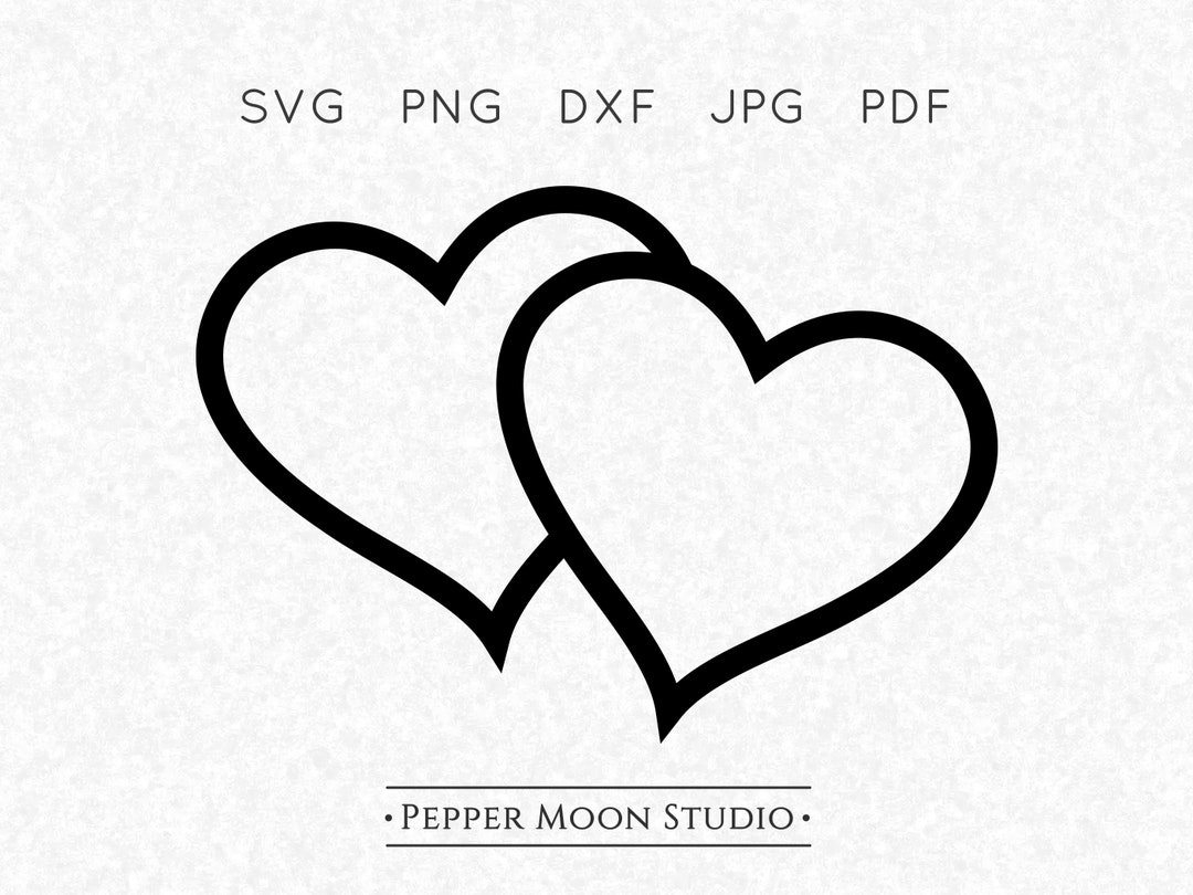 Double Heart SVG | Two Overlapping Joined Offset Twin Hearts | Svg
