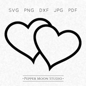 Dubbel hart SVG | Twee overlappende samengevoegde offset-tweelingharten | Svg Png Dxf Pdf Jpg-bestanden inbegrepen | Digitale download