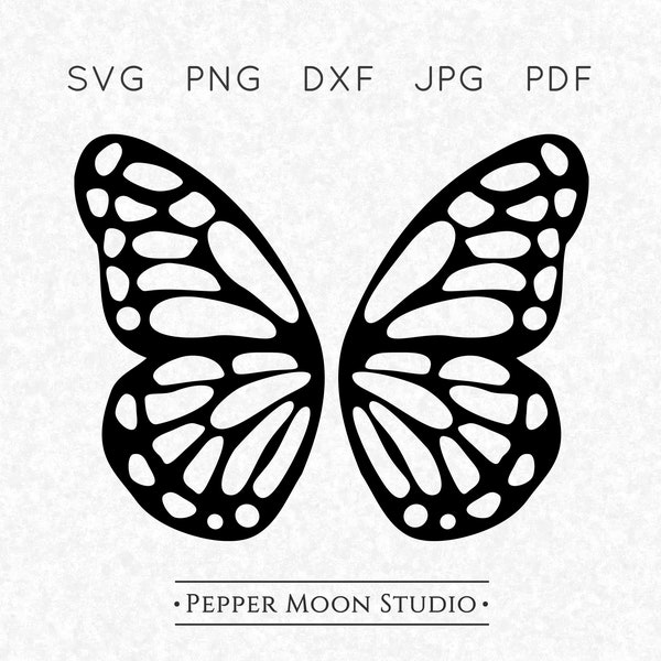 Butterfly Wing SVG | Butterfly Silhouette | Mirror Image Split Half | Svg Png Dxf Pdf Jpg files included | Instant Digital Download