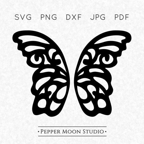 Butterfly Wing SVG | Butterfly Silhouette | Mirror Image Split Half | Svg Png Dxf Pdf Jpg files included | Digital Download