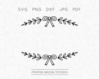 Schleifenkranz SVG | Weihnachtsgeschenk Geburtstag | Handgezeichnet | Blattranke Girlande Verzierung | SVG Png Dxf Pdf Jpg Vektor-Dateien | Digitaler Download