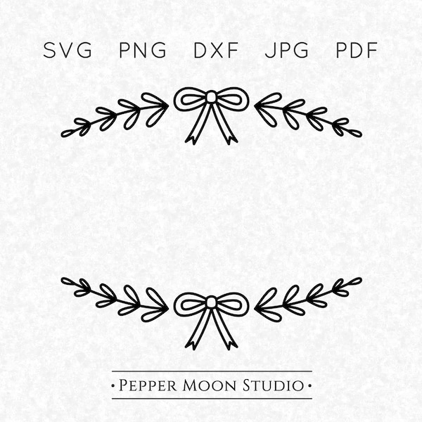 Christmas Wreath SVG | Bow Wreath SVG | Hand Drawn | Vine Flourish Garland Swag | Svg Png Dxf Pdf Jpg Vector files | Digital Download