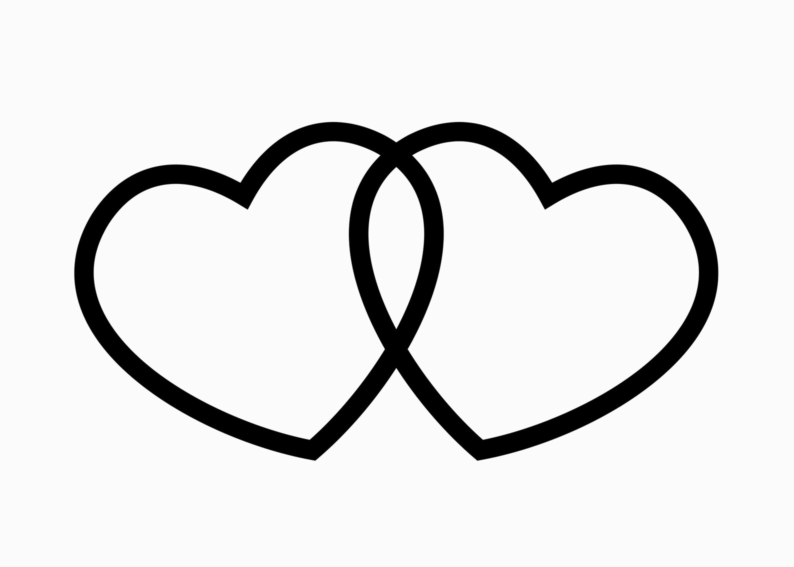Double Heart SVG | Two Hearts Linked Overlapping | Outline Frame Love | Svg Png Dxf Pdf Jpg ...