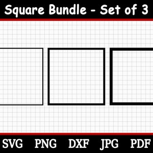 Vierkante SVG-bundel | Lijndikte | Omlijsting kader | Svg Png Dxf Pdf Jpg-bestanden inbegrepen | Directe digitale download