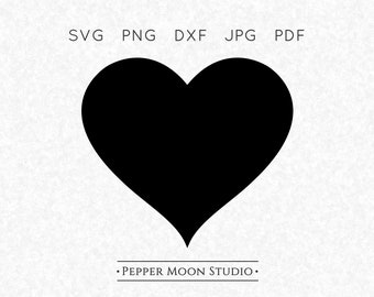 Corazón SVG / Básico Sólido Cónico / Archivos Svg Png Dxf Pdf Jpg incluidos / Descarga digital instantánea