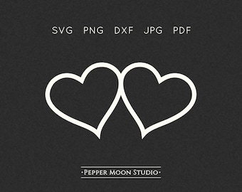 Doble corazón SVG / Dos gemelos unidos / Esquema básico simple / Archivos Svg, Png, Dxf, Pdf y Jpg / Descarga digital instantánea