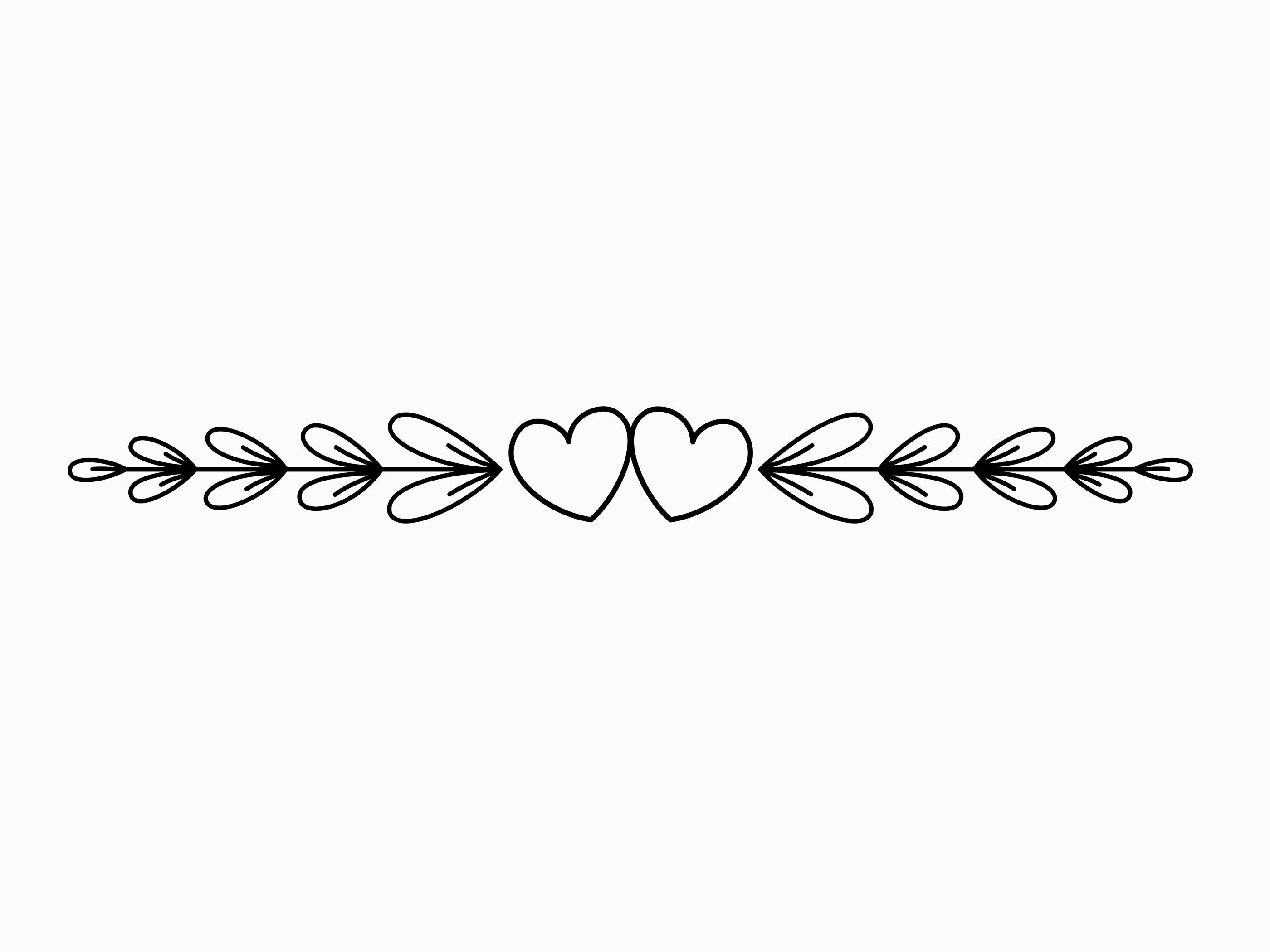 Heart Border SVG Heart Flourish Double Heart Divider Hand Drawn Doodle