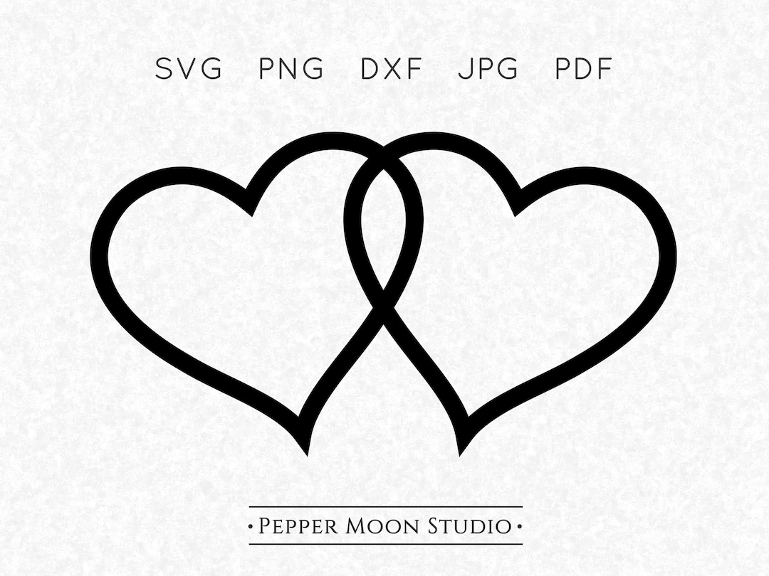 Double Heart SVG | Joined Linked Twin Two Locked Overlapping