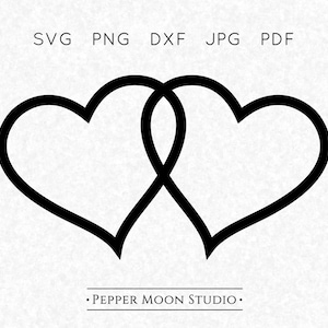 Dubbel hart SVG | Samengevoegd Linked Twin Two Vergrendeld Overlappend Taps toelopend | Randomtreklijst | Svg Png Dxf Pdf Jpg | Directe digitale download