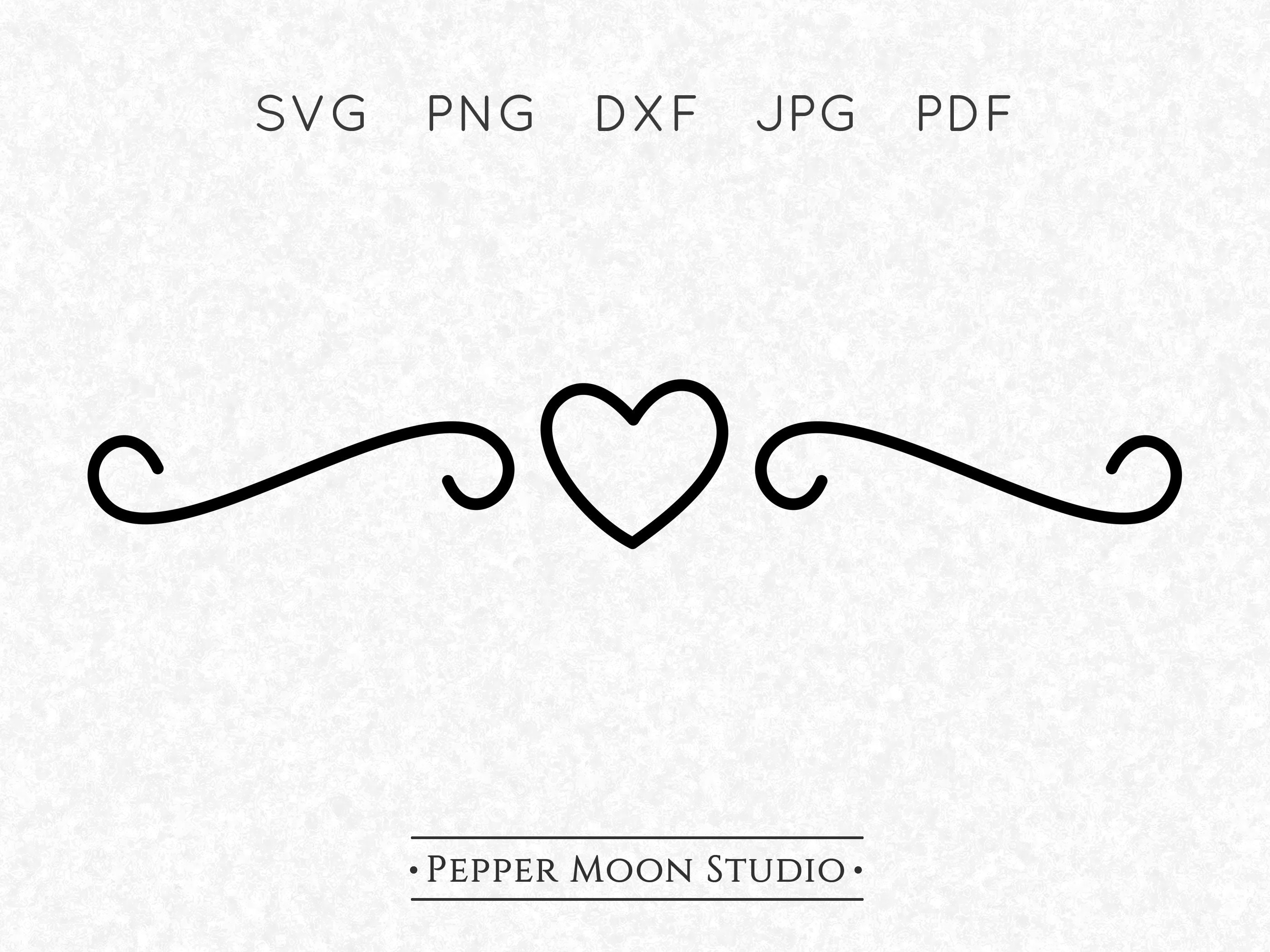 Heart Text Divider SVG Decorative Accent Swag Flourish Swirl Squiggle ...