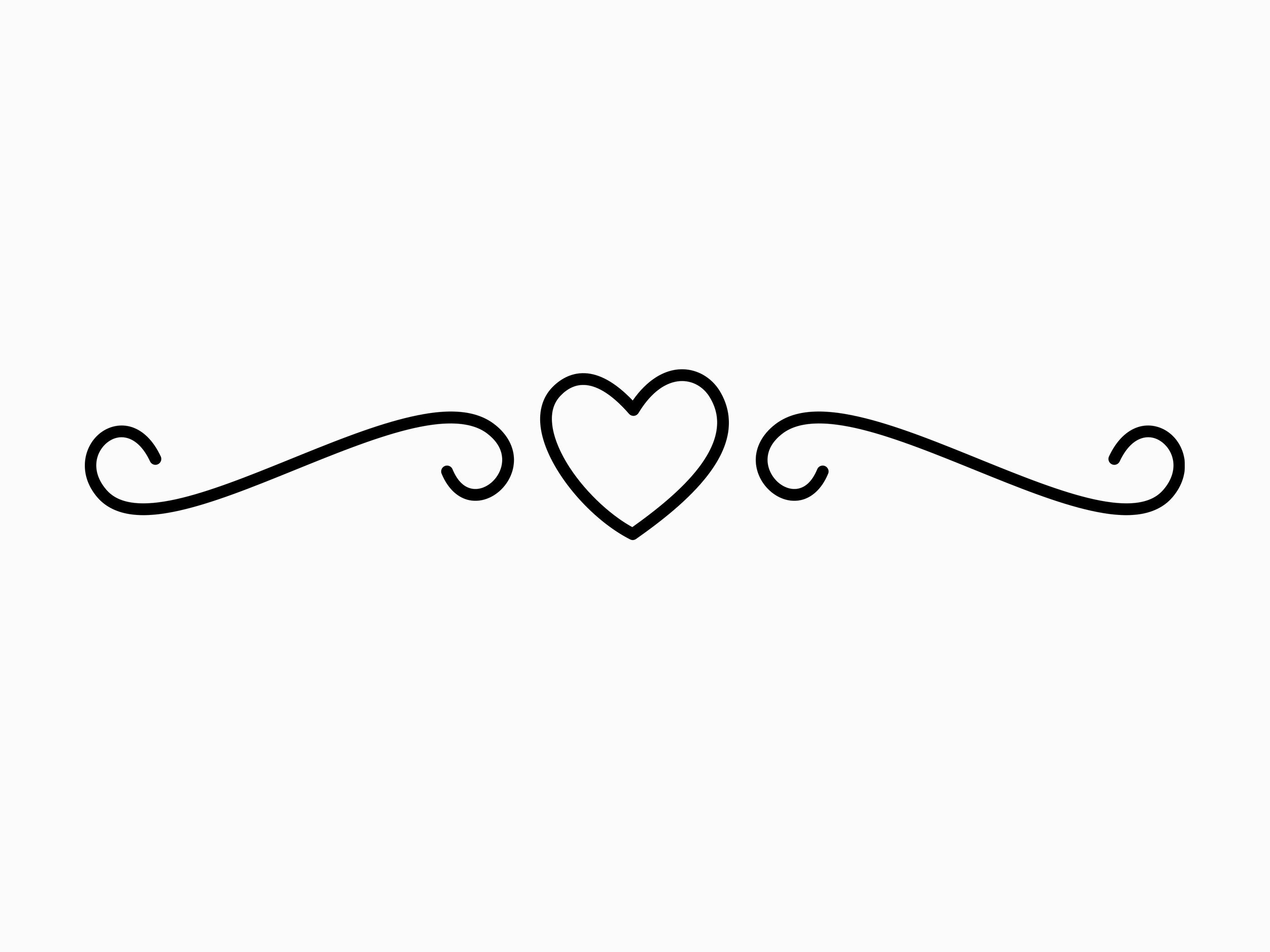 Heart Text Divider SVG Decorative Accent Flourish Swirl Swag Squiggle