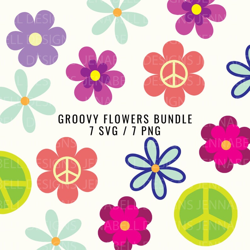 Groovy Flower Bundle/ Retro Flowers / Peace / SVG / PNG/ - Etsy