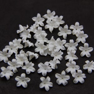 White Small Flower Beads Polymer Clay Making Jewelry 0,48&quot;-0,56&quot;(12-14mm), Handmade beads, Beading Flowers Tiara Making, Five Petals Flower