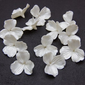 10 pcs Pearl Flower Beads Polymer clay 12,5cm, 1.43,5cm, Floral Beads Jewelry Making, Flower for tiaras, Pearl effect image 4