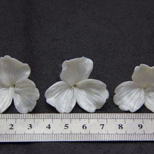 10 pcs Pearl Flower Beads Polymer clay 12,5cm, 1.43,5cm, Floral Beads Jewelry Making, Flower for tiaras, Pearl effect image 7
