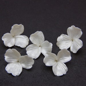 10 pcs Pearl Flower Beads Polymer clay 12,5cm, 1.43,5cm, Floral Beads Jewelry Making, Flower for tiaras, Pearl effect image 6