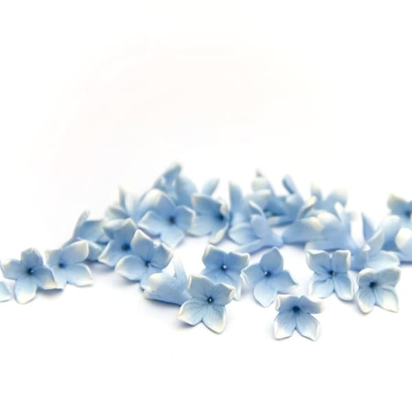20 pcs Blue Lilac Flowers Polymer Clay  0.4"-0.48" (10-12mm) , Bue Floral Beads Polymer Clay Jewelry Making, Flower Niara Making